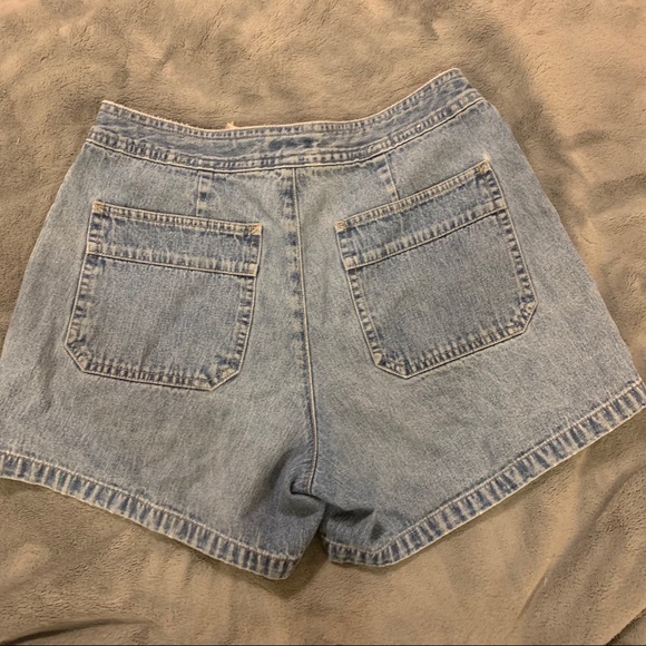 Vintage 90s 2000s high rise tie denim mom shorts - Picture 4 of 9
